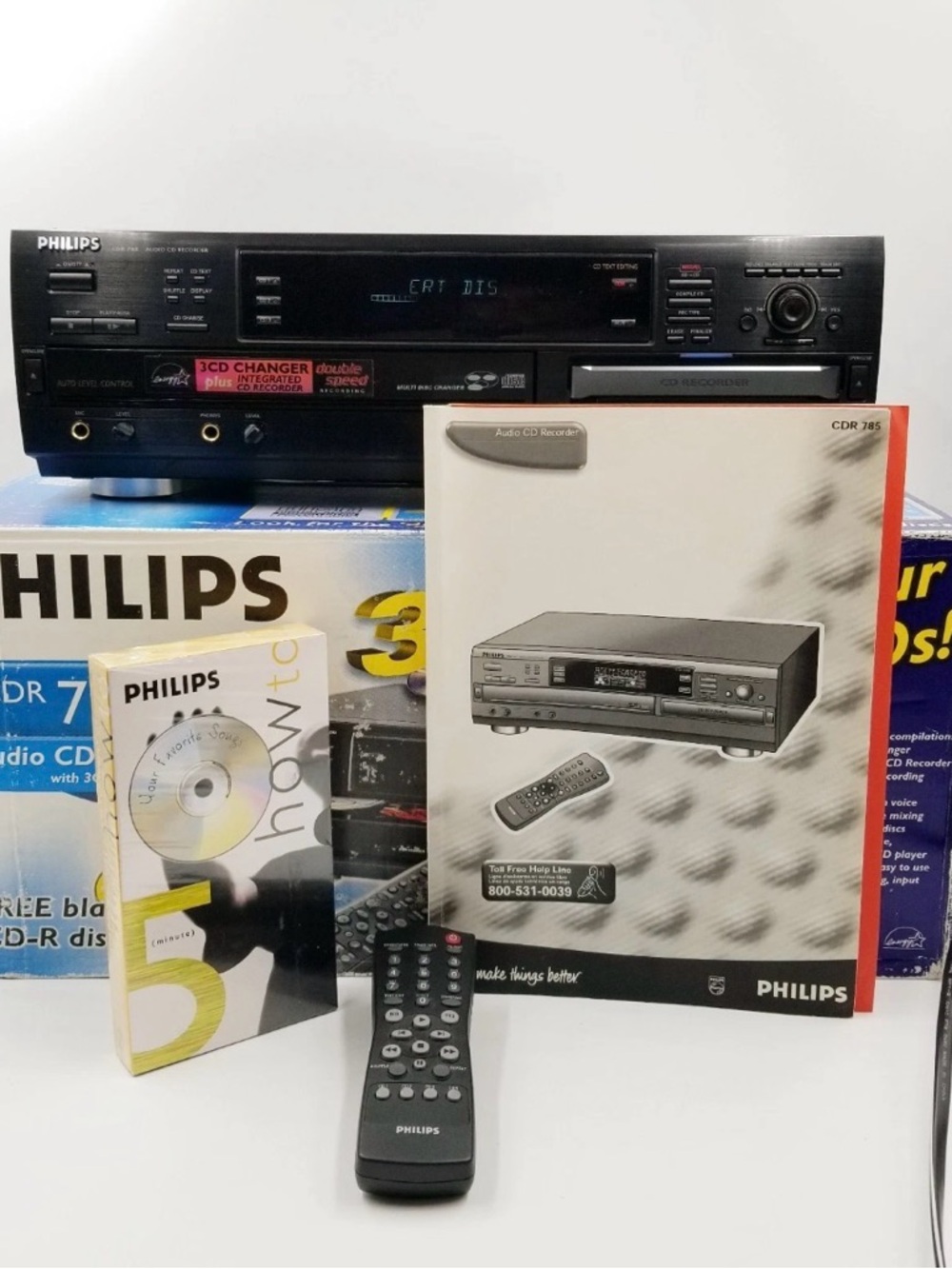 Philips 3-CD Changer CD-R Integrated Speed Dubbing Audio CD Recorder Open Box!!